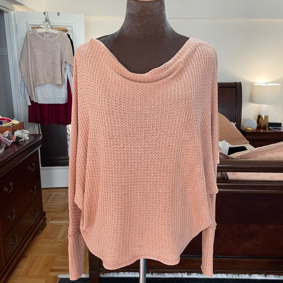 Free People Pink Waffle Knit Blouse - Picture 13 of 15